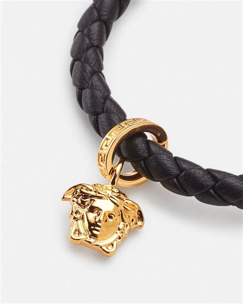 versace medusa plaque bracelet women|versace braided leather charm bracelet.